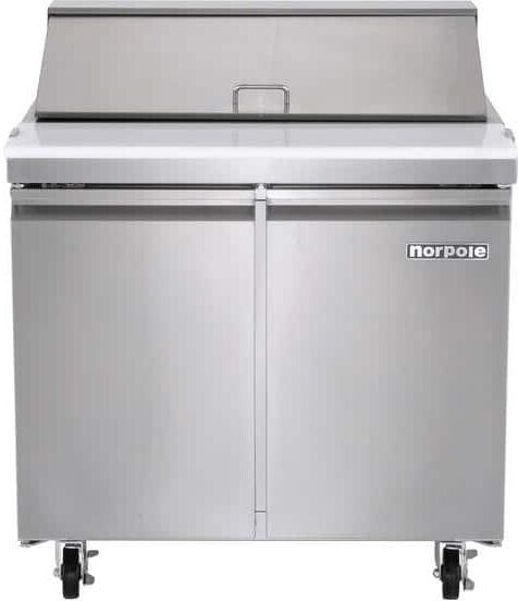 Norpole 7.6 cu. ft. Commercial Sandwich/Salad Prep Table Freezerless Refrigerator in Stainless Steel