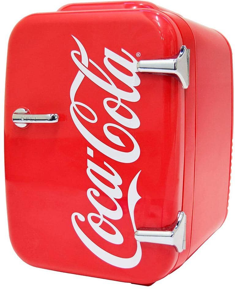 COOLULI Coca-Cola Vintage Chic 0.14 cu. ft. Retro Mini Fridge in Red without Freezer