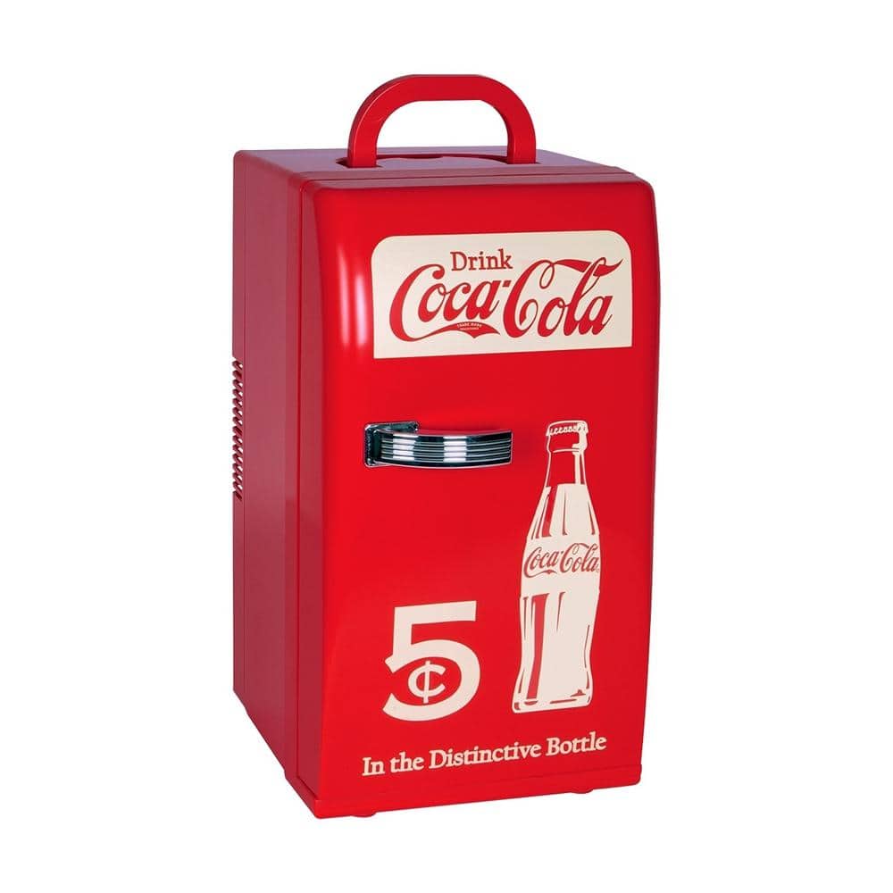 Coca-Cola Retro 18 Can Mini Fridge with12V DC and 110V AC Cords, 22L (23 qt.), Portable Cooler, Red