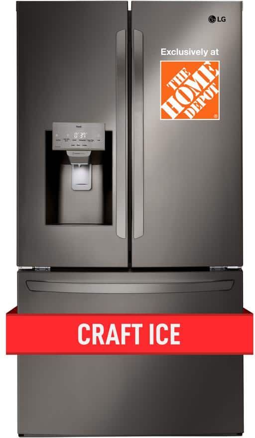 LG 28 cu. ft. 3 Door French Door Refrigerator with Ice and Water Dispenser and Craft Ice in Black Stainless Steel