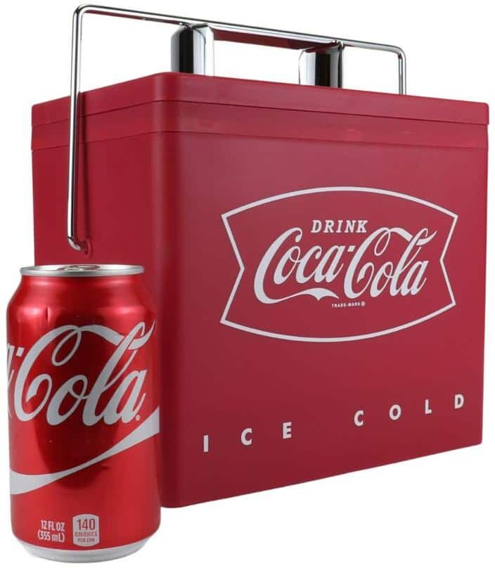 Coca-Cola RetroIce Chest Style Electric Cooler with12V DC and 110V AC Cords 6 Can Cooler 4L (4.2 qt.)