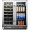 LANBO LP66B - 31 Bottle 58 Can 2 Door Seamless Stainless Steel Combo Wine and Beverage Refrigerator