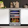 TITTLA 24 in. Single Zone 150-Can Beverage Refrigerator in Silver with 2-Different Door Handles Built-in Beverage Cooler