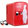 Koolatron Polar Bear4L Cooler/Warmer with12V DC and 110V AC Cords, 6 Can Portable Mini Fridge, Red