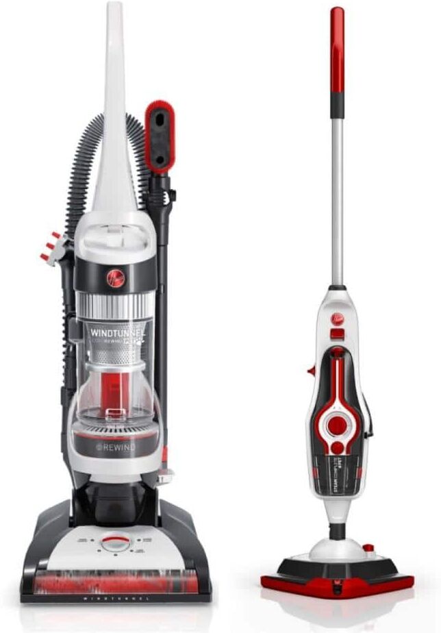 Hoover WindTunnel Cord Rewind Pet Bagless Corded Upright Vacuum Cleaner with Steam Complete Pet Steam Mop, UH71320-WH21000