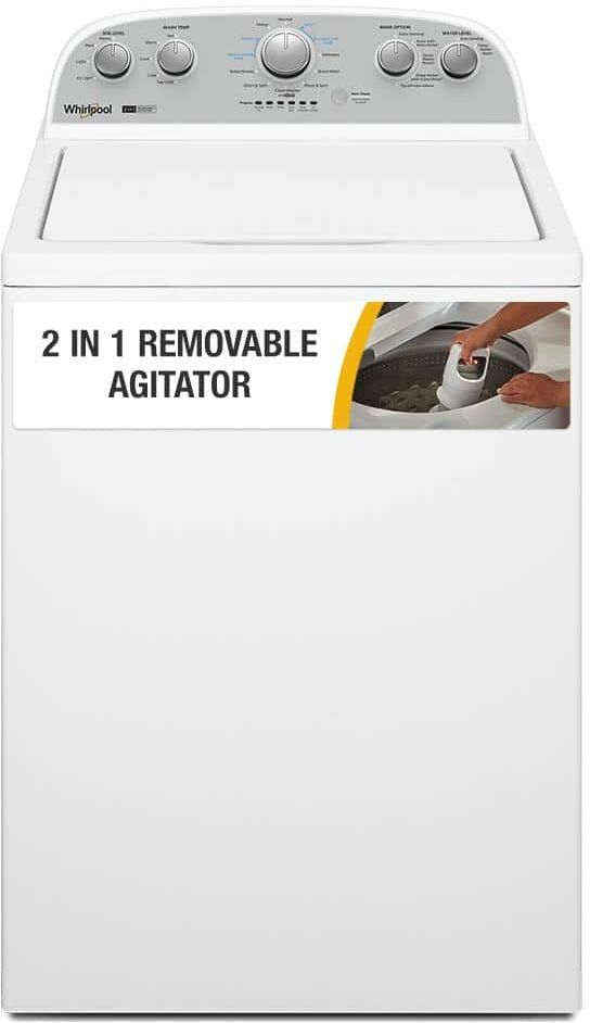 Whirlpool 3.8 - 3.9 cu.ft. Top Load Washer in White with 2 in 1 Removable Agitator