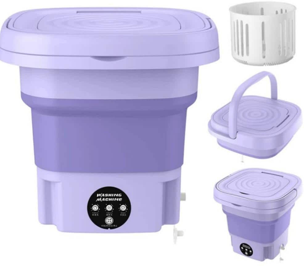 Aoibox 0.28 cu ft. Portable Top Load Washer in Purple with Detachable Drain Basket 3 Modes for Underwear, Socks, Baby Clothes