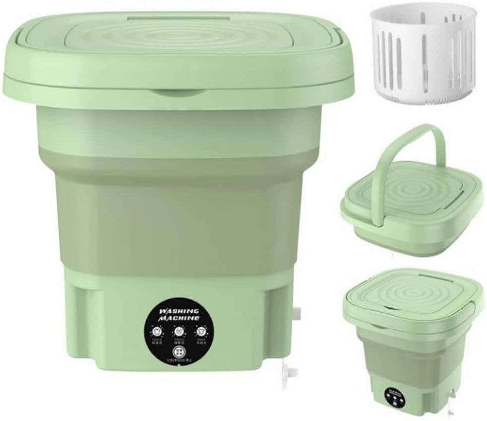 Aoibox 0.28 cu ft. Portable Top Load Washer in Green with Detachable Drain Basket 3 Modes for Underwear, Socks, Baby Clothes