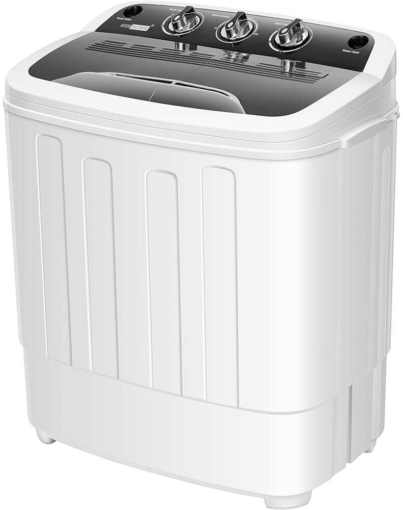 Portable Washing Machine: Top 10 Models & Buyer's Guide 46 VIVOHOME Twin Tub 23.2 in. 0.78/0.42 cu. ft. Mini Portable Top Load Washing Machine with Drain Hose in White