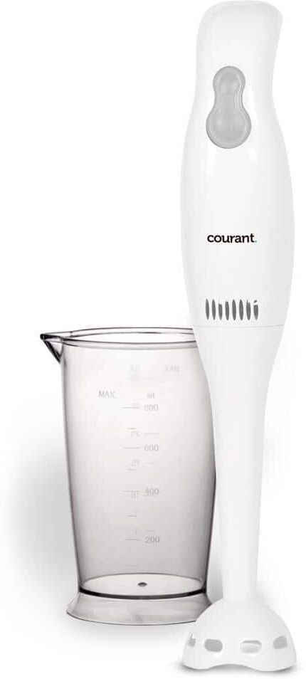 Courant 2-Speed White Immersion Blender Hand Mixer with 30 Oz. Measuring Cup