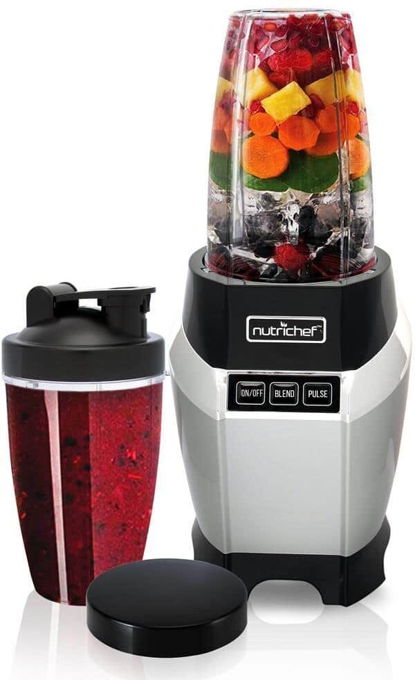 NutriChef 24 oz. Single Speed Black Digital Countertop Power Pro Blender with Pulse Blend