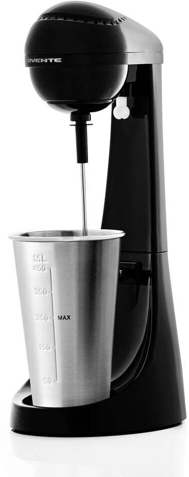 OVENTE 0.475 qt. 2-Speed Black Stainless Steel Milkshake Blender with Mixing Cup