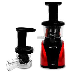 Tribest Slowstar 24 fl. oz. Black and Red Cold Press Juicer with Mincing Attachment, Black/Red