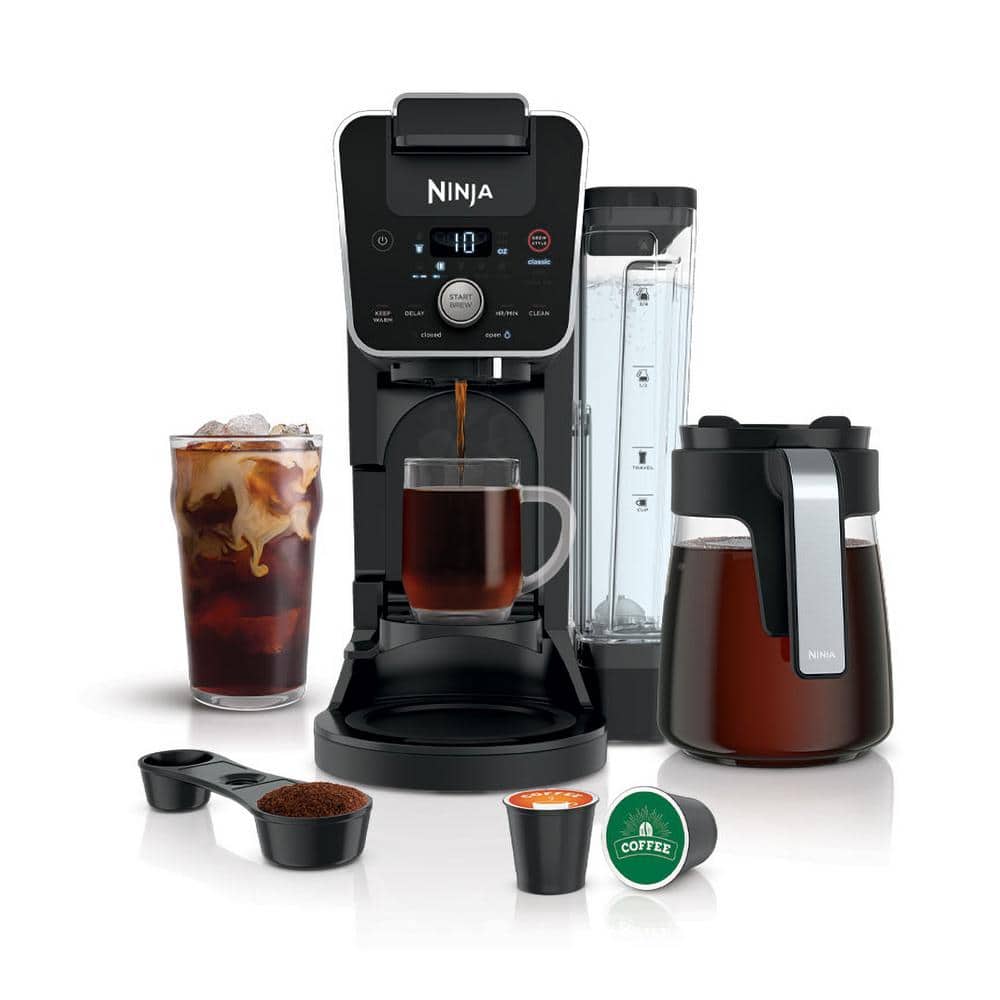NINJA DualBrew 12  Cup Coffee Maker, Single Serve, Compatible with K Cups, Drip Coffee Maker (CFP201)