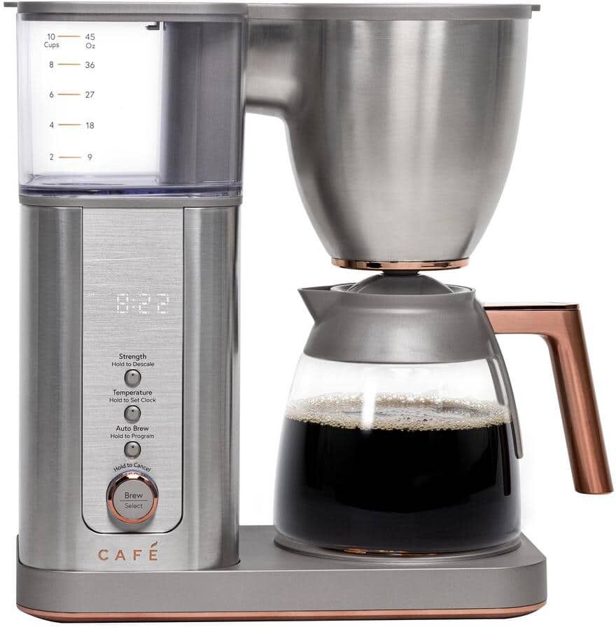 Cafe 10 Cup Stainless Steel Specialty Drip Coffee Maker with Glass Carafe and warming plate, Wi-Fi connected