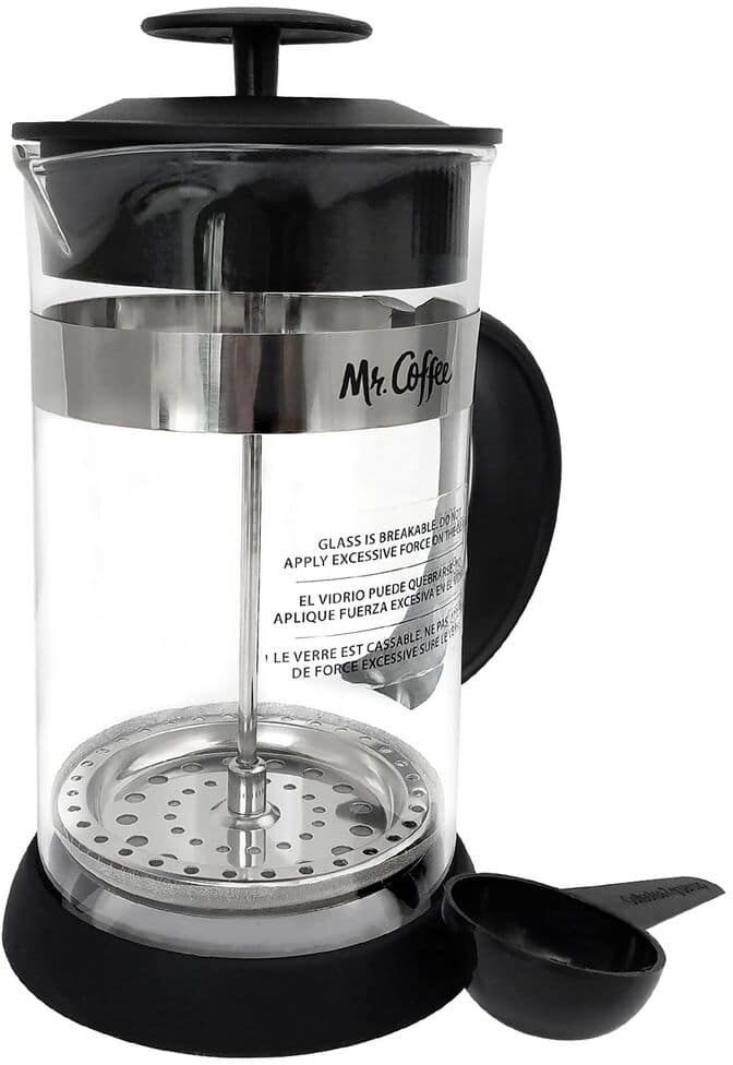 Mr. Coffee Cafe Oasis 4 Cup Clear Glass Body French Press Coffee Maker