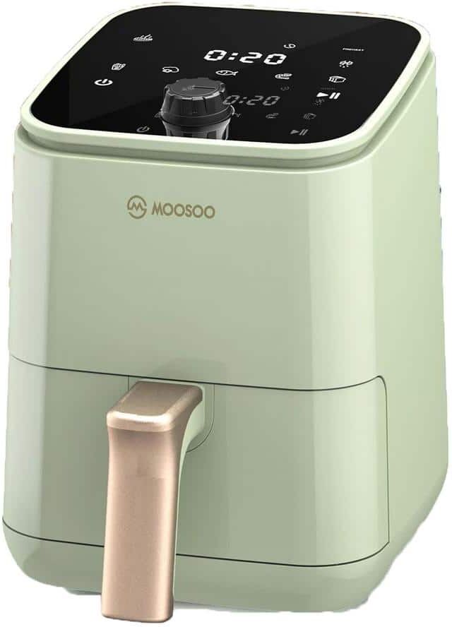 MOOSOO 2 qt. Premium Green Air Fryer for 1-2 People with Timer, Temperature Controls, Recipe Book, 1200-Watt