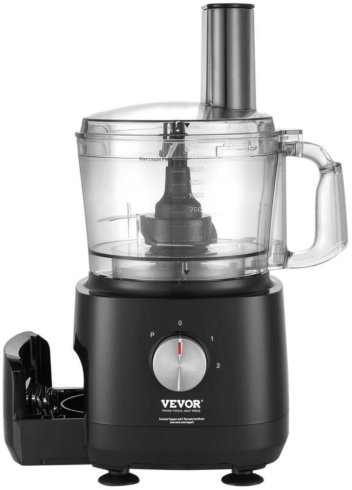 VEVOR Food Processor 9-Cup Vegetable Chopper 2-Speed 600 Watts Stainless Steel Blade Black Electric Food Processor