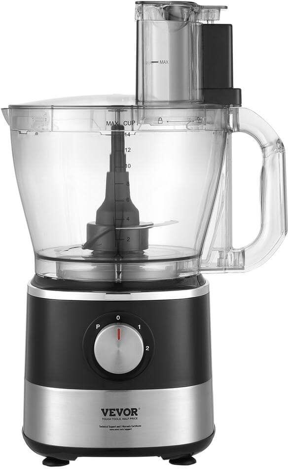 VEVOR Food Processor 14-Cup Vegetable Chopper 2-Speed 600-Watts Stainless Steel Blade Black Electric Food Processor