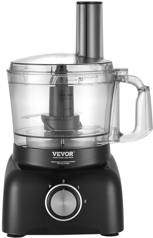 VEVOR Food Processor 7-Cup Vegetable Chopper 2-Speed 350 Watts Stainless Steel Blade Black Electric Food Processor