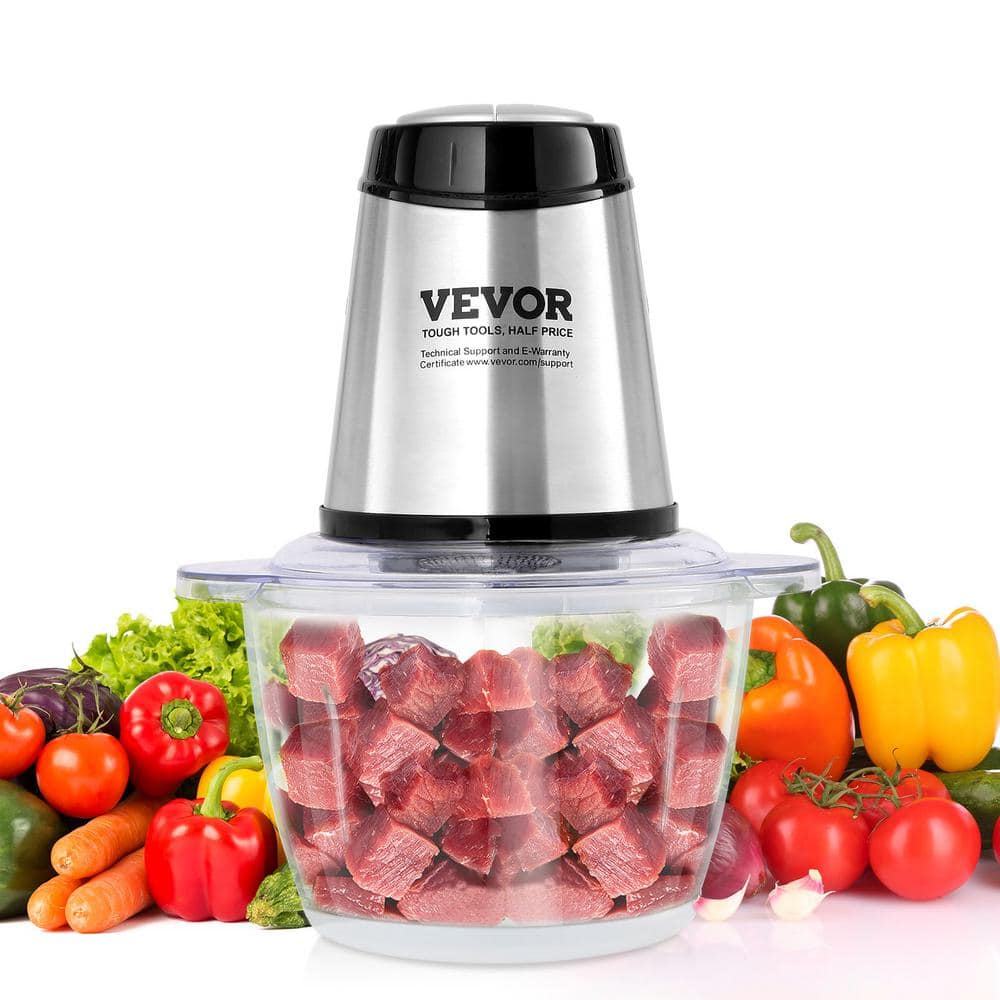 VEVOR Food Processor, Electric Meat Grinder with 4 Stainless Steel Blades, 5 Cup Glass Bowl, 400W Electric Food Chopper