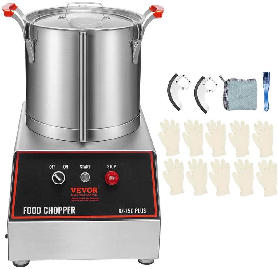 VEVOR Food Processor, Vegetable Chopper, 16 Qt. 1400W Food-Grade Stainless Steel Food Processor Chopper with 2 Extra S-Cur