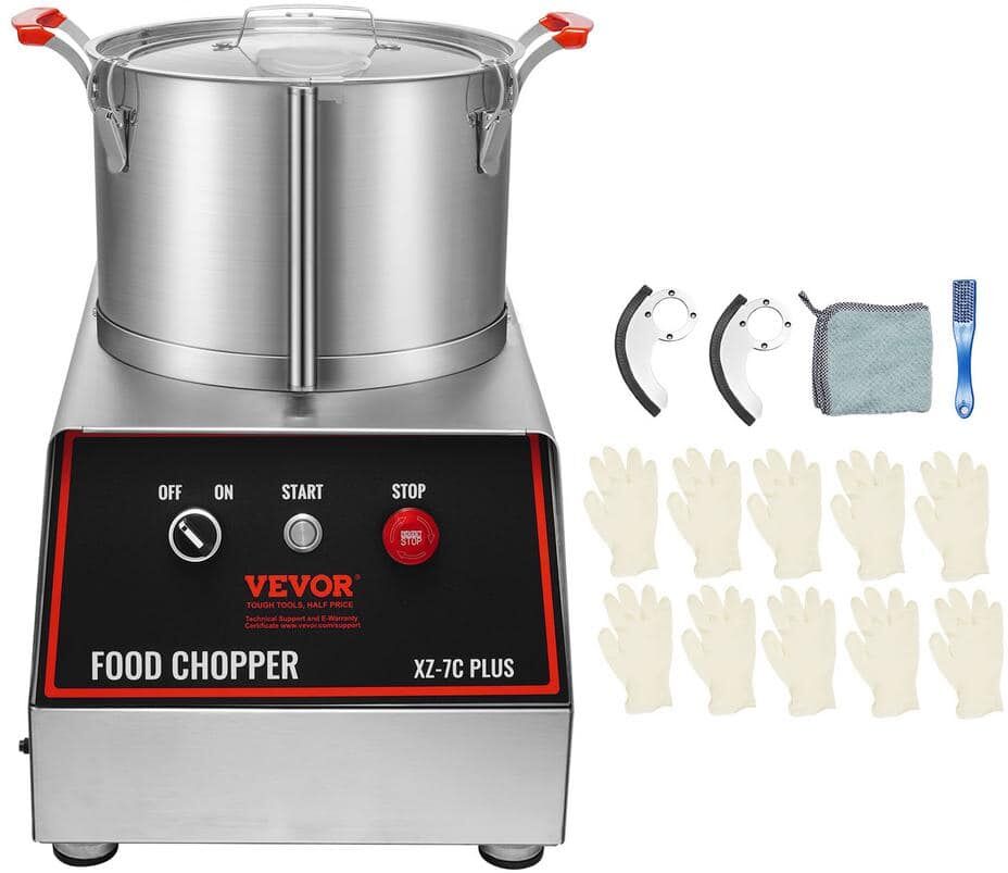 VEVOR Food Processor and Vegetable Chopper, 7-Quart Bowl, 750-Watt Food-Grade Stainless Steel Food Processor Chopper