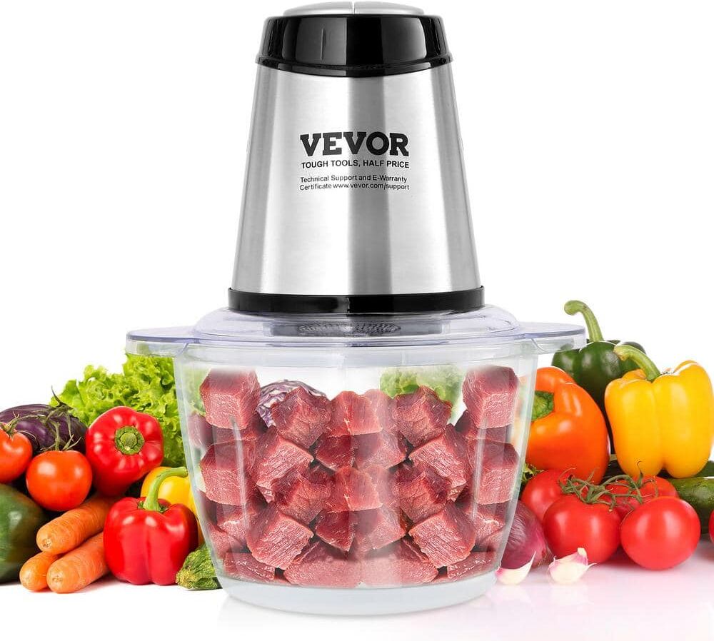 Best Food Processors: Top 10 Picks & Buyers Guide 17 VEVOR Food Processor, Electric Meat Grinder with 4 Stainless Steel Blades, 5 Cup Glass Bowl, 400W Electric Food Chopper