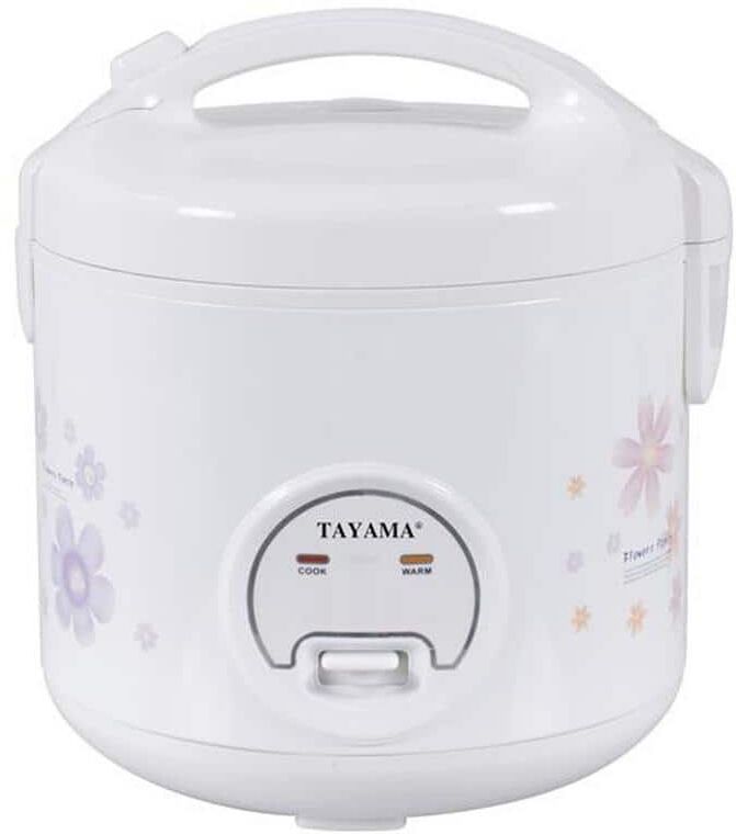 Tayama 16-Cup White Rice Cooker with Steamer and Non-Stick Inner Pot