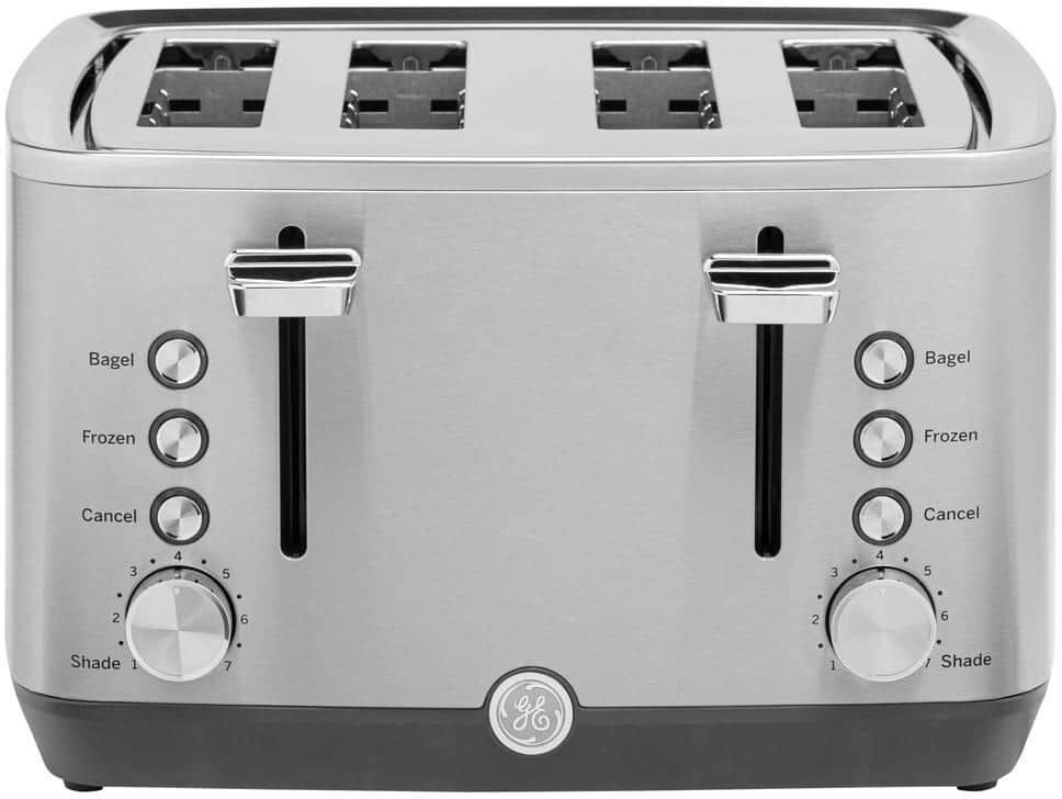 GE 4-Slice Stainless Steel Wide Slot Toaster with 7 Shade Settings