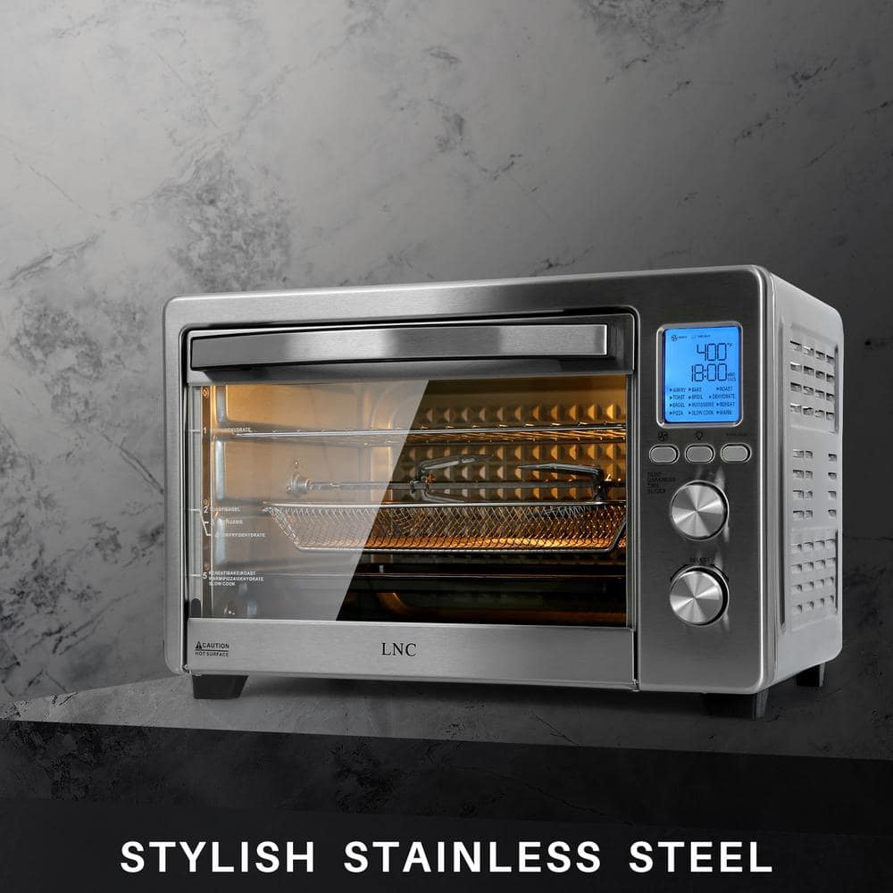 LNC 1.31Cu.ft Large Capacity 6-Slice Stainless Steel Multifunctional Digital Toaster Oven with 12-Cook Modes