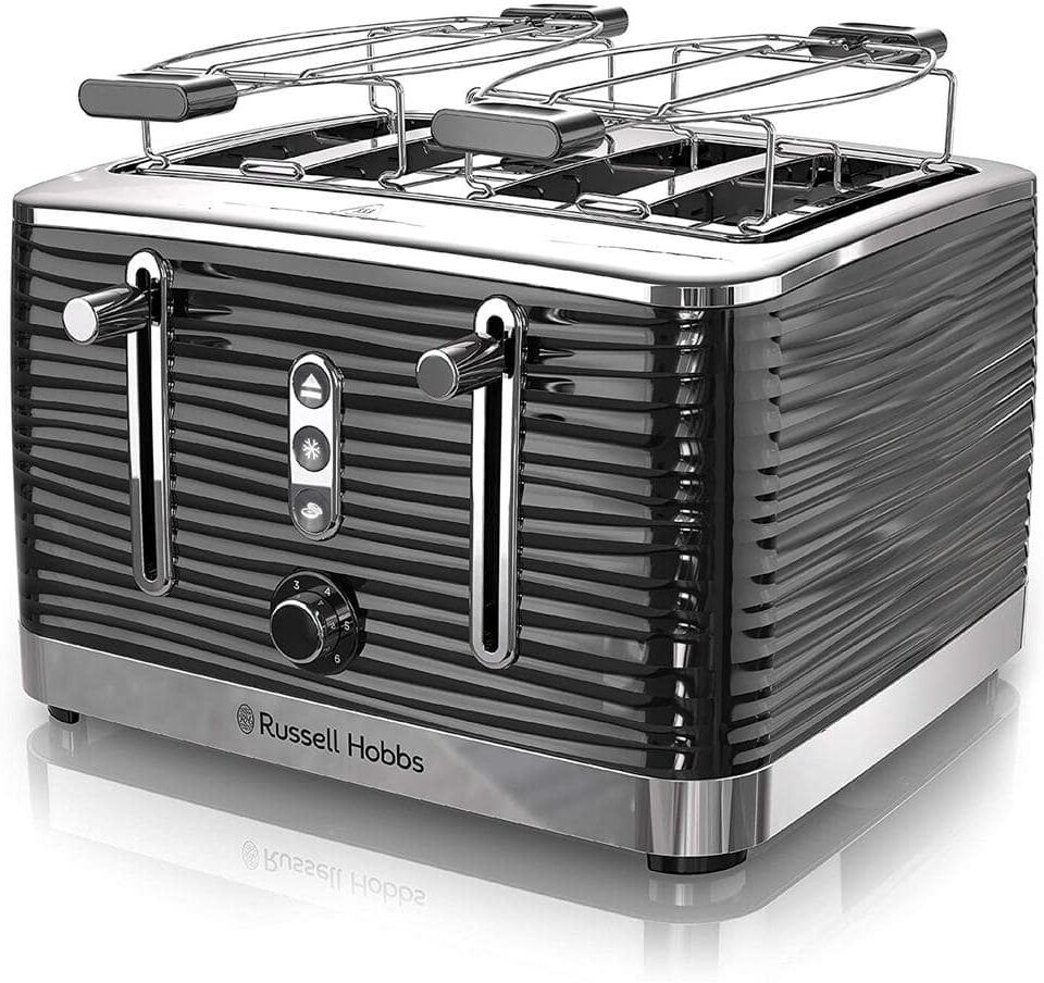 Russell Hobbs Coventry Retro 4-Slice Black Wide Slot Toaster