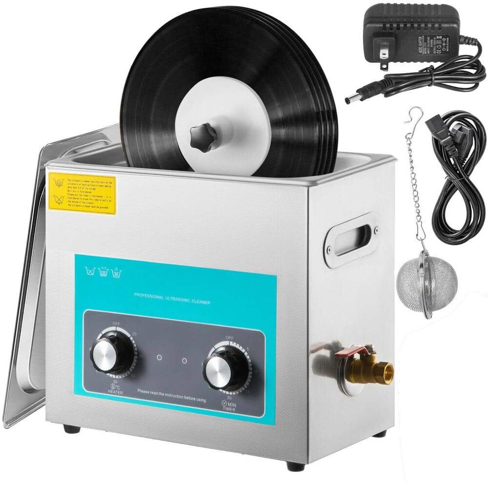 VEVOR Ultrasonic Vinyl Record Cleaner 6 L 1.60 Gal. Ultrasonic Cleaning Machine 40 KHZ for Records, Jewelry, Glasses