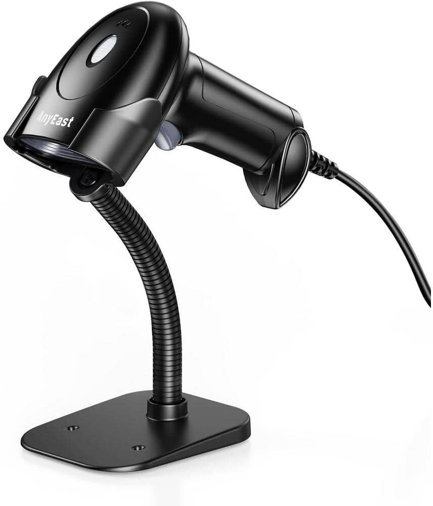 Etokfoks Barcode Scanner with Stand, Black for POS Computer Support Automatic Screen Scanning