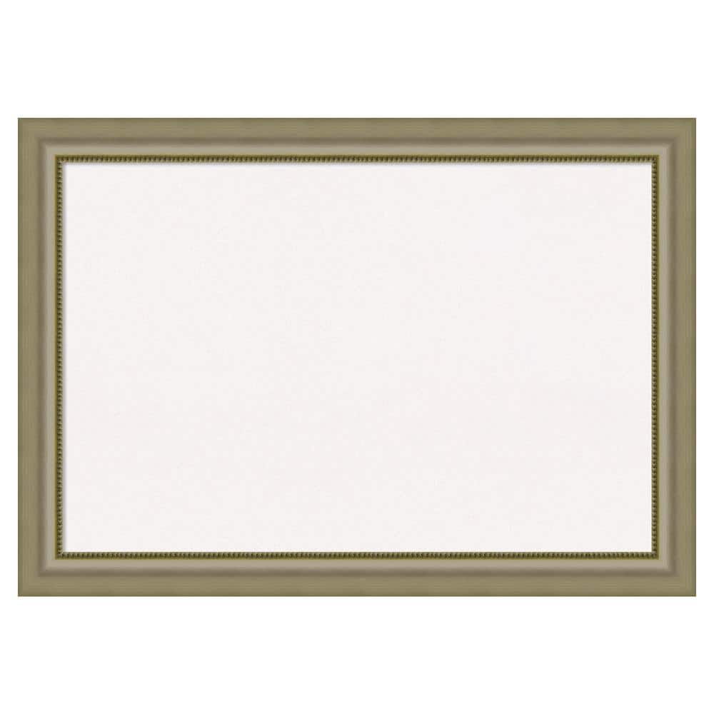 Amanti Art Vegas Silver Wood White Corkboard 41 in. x 29 in. Bulletin Board Memo Board