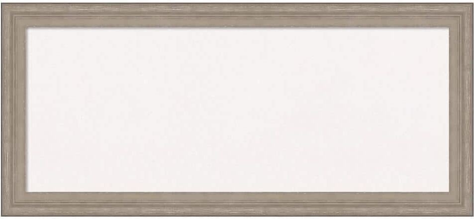 Amanti Art Curve Grey wash Wood White Corkboard 32 in. x 15 in. Bulletin Board Memo Board