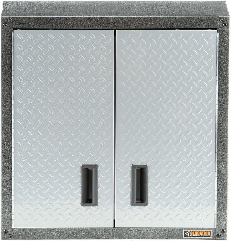 Gladiator Steel 1-Shelf Wall Mounted Garage Cabinet in Silver Tread (28 in W x 28 in H x 12 in D)