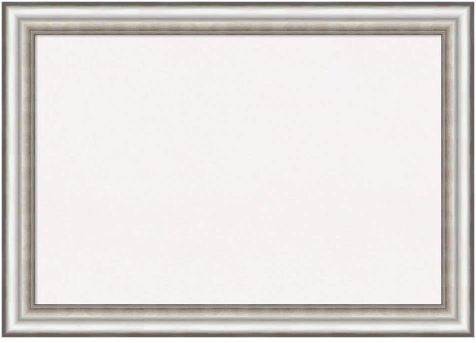 Amanti Art Salon Silver White Corkboard 41 in. x 29 in. Bulletin Board Memo Board