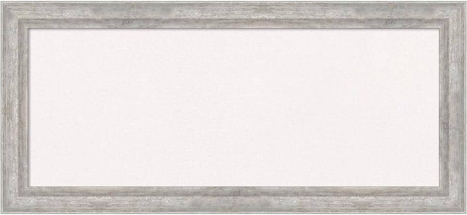 Amanti Art Angled Silver Wood White Corkboard 32 in. x 15 in. Bulletin Board Memo Board