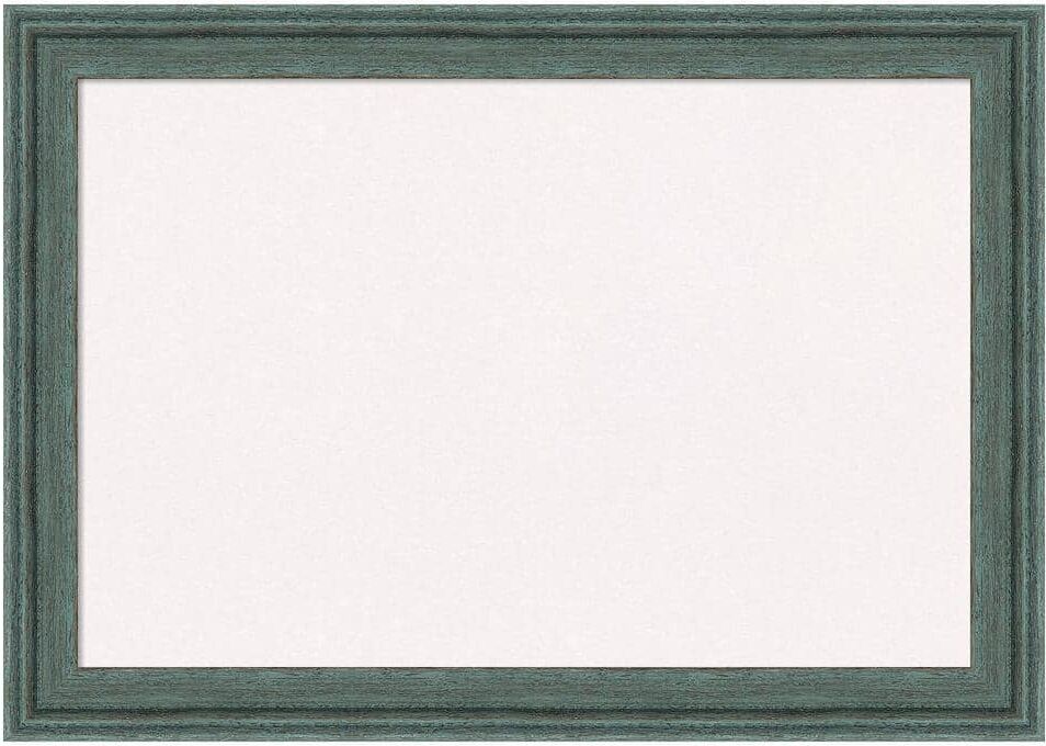 Amanti Art Upcycled Teal Grey Wood White Corkboard 27 in. x 19 in. Bulletin Board Memo Board