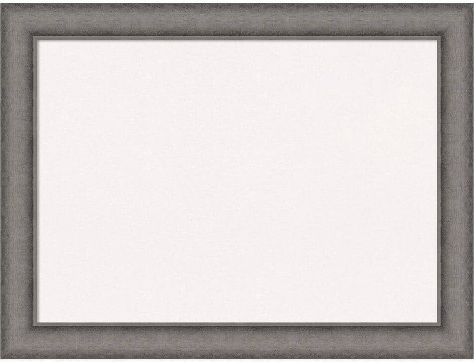 Amanti Art Burnished Concrete Wood White Corkboard 32 in. x 24 in. Bulletin Board Memo Board