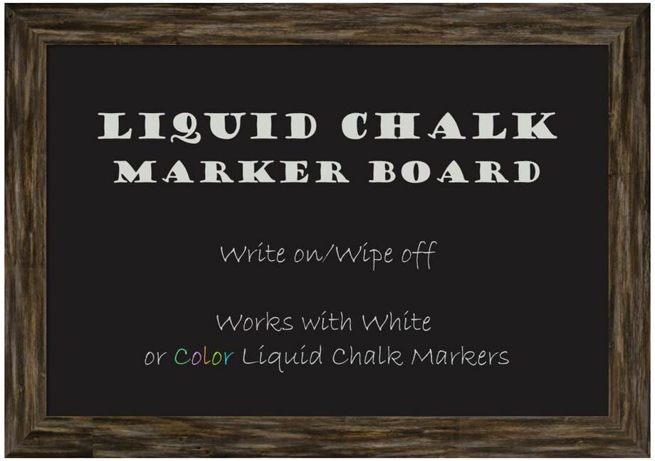 Amanti Art Fencepost Brown Narrow Framed Liquid Chalk Marker Memo Board