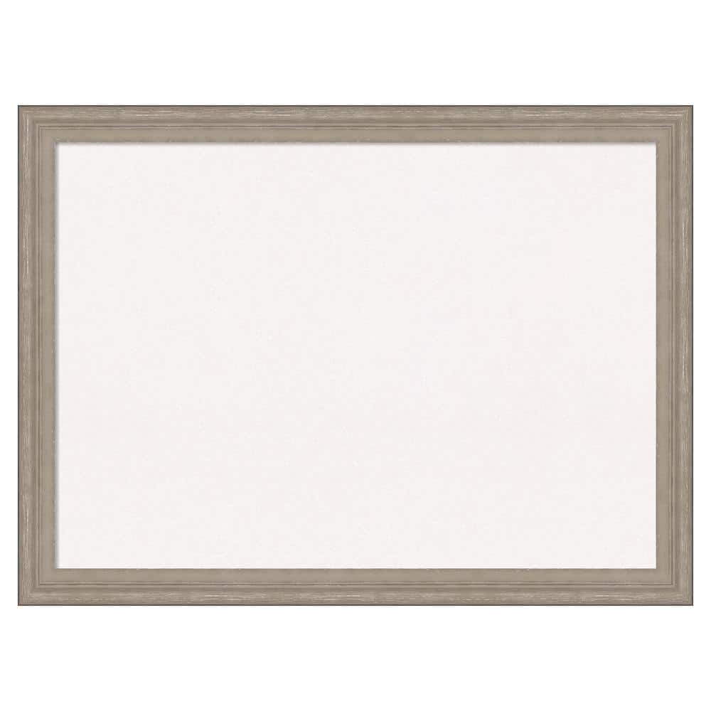 Amanti Art Curve Grey wash Wood White Corkboard 31 in. x 23 in. Bulletin Board Memo Board