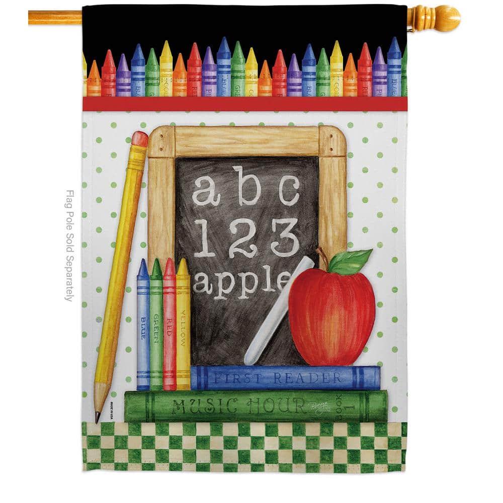 Breeze Decor 28 in. x 40 in. School Chalk Board House Flag Double-Sided Readable Both Sides Education Back to School Decorative