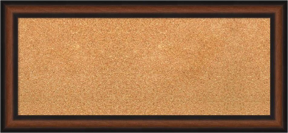 Amanti Art Yale Walnut Natural Corkboard 33 in. x 15 in. Bulletin Board Memo Board