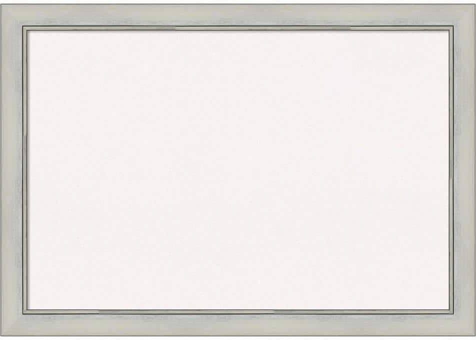 Amanti Art Flair Silver Patina White Corkboard 40 in. x 28 in. Bulletin Board Memo Board