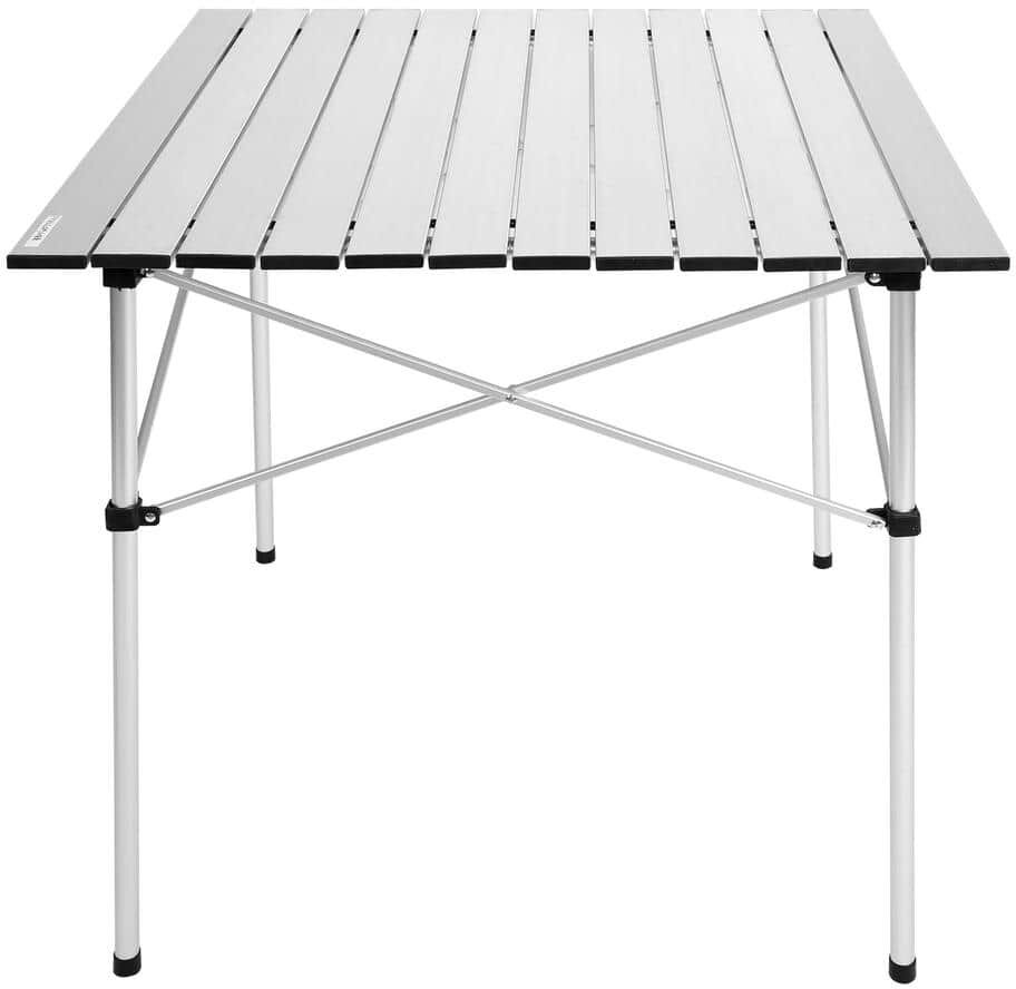 TIRAMISUBEST Camping Folding Table Cookout Table Aluminum Portable Strong Stable Roll up Table for Outdoor White