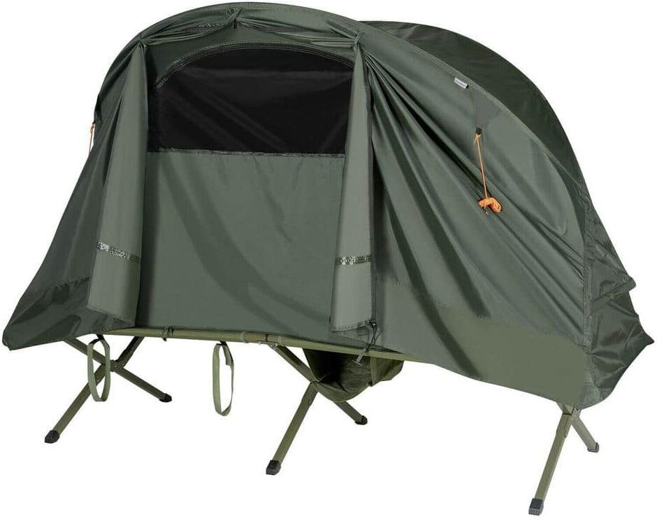 ANGELES HOME Green Portable Waterproof Outdoor Elevated Camping Tent Cot with Carrying Bag