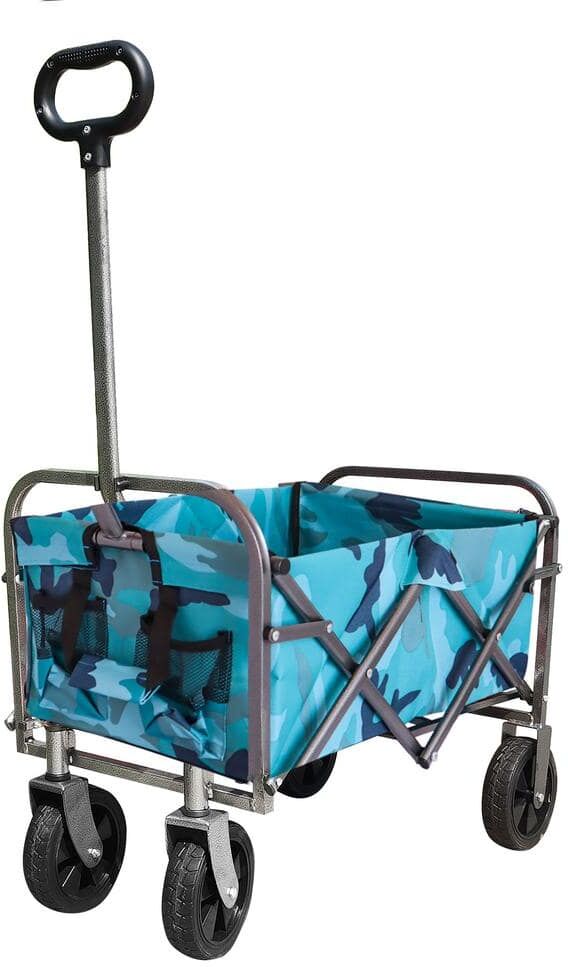 2 cu. ft. Fabric Outdoor Garden Multipurpose Micro Collapsible Beach Trolley Cart Camping Folding Wagon Garden Cart