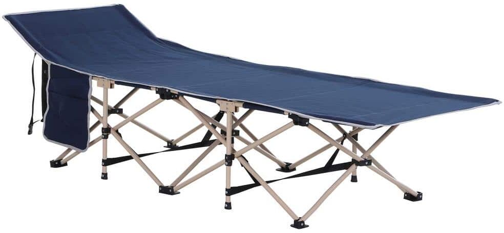 Outsunny Twin Steel Folding Camping Cot Sleeping Bed with Carry Bag Included